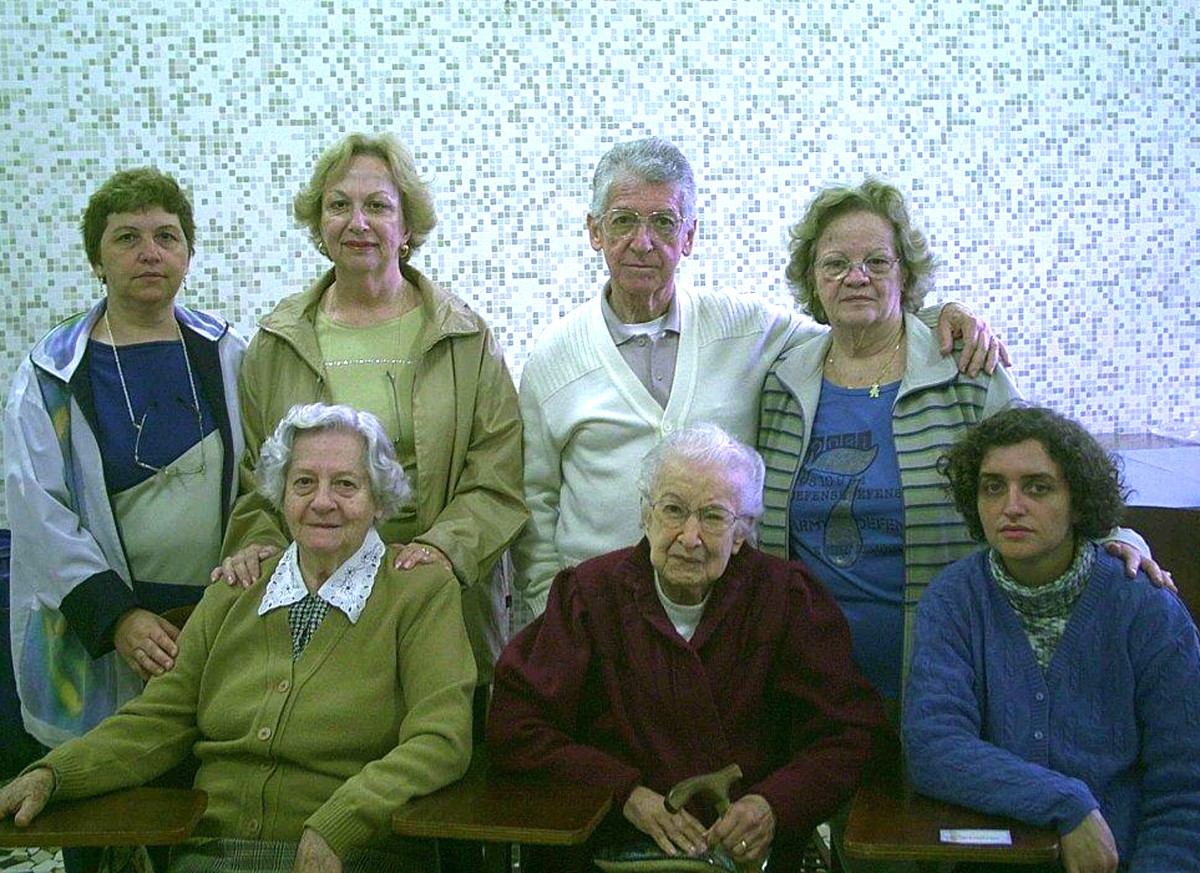 1º Colegiado Nacional (Tereza P.Shoshima, Olivia Soares Terreiro, Cleide e Valentim Giansante, Lucia de Queiroz, D. Nancy Moncau e sua cuidadora)